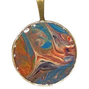 NWOT Wearable Art Pendant, Fluid Art Pendant